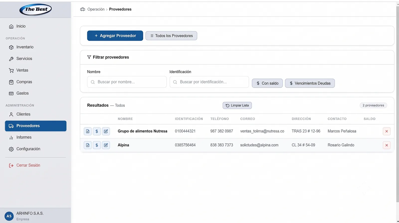 Gestión de Proveedores y Compras